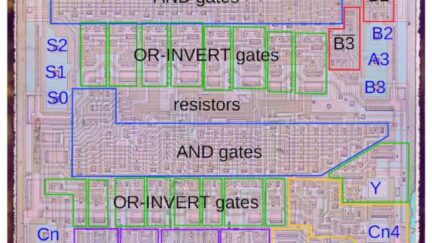 Inside the 74181 ALU chip: die photos and reverse engineering