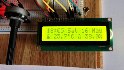 Thermohygrometer with clock and LCD display on Arduino UNO