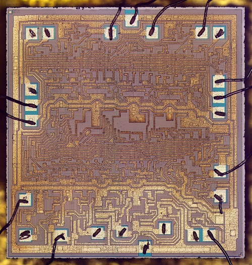 Inside the vintage 74181 ALU chip