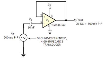 Amplifier requires no dc bias