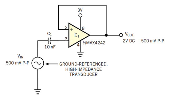 Amplifier requires no dc bias