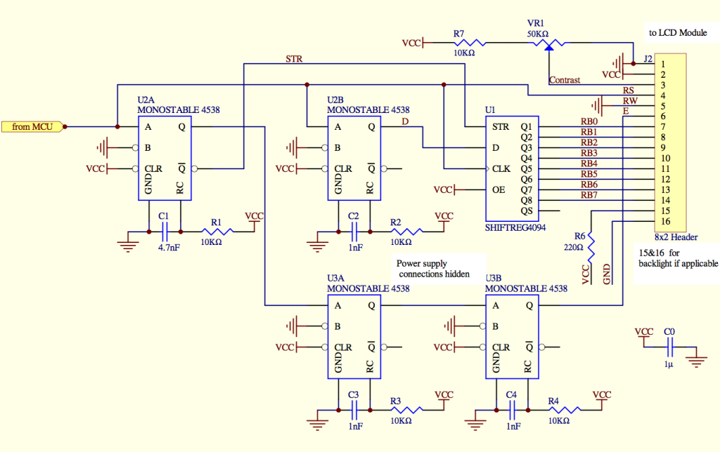 One wire controls LCD module