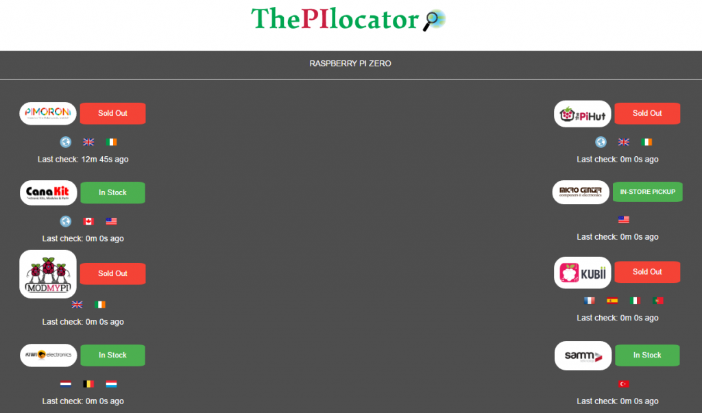 thepilocator.com – check the availability of Raspberry Pi
