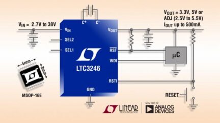 2.7V to 38V/500 mA low noise buck-boost charge pump