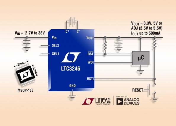 2.7V to 38V/500 mA low noise buck-boost charge pump