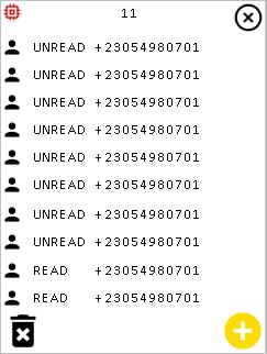 SMS log showing received messages on Nextion display