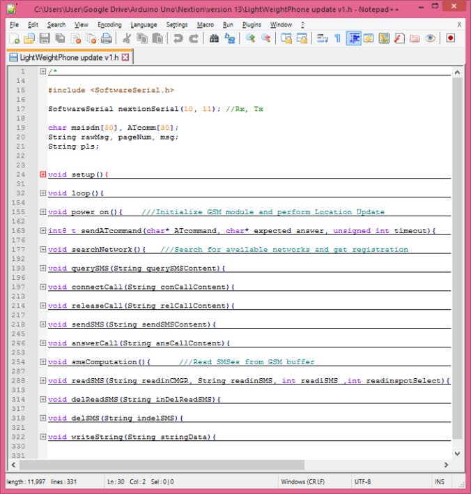 Editing the Arduino sketch