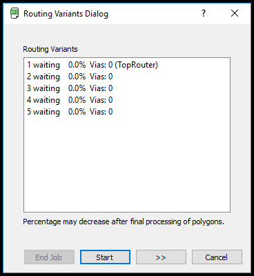 Eagle Autorouting with five potential routing variations