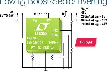 LT8362 – Low IQ Boost/SEPIC/Inverting Converter with 2A, 60V Switch