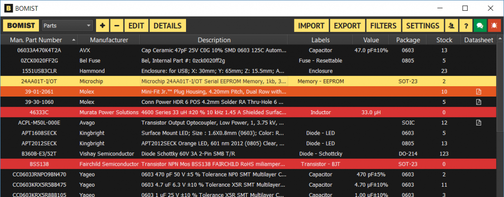 Bomist – Parts Inventory and BOM Management for Electronics