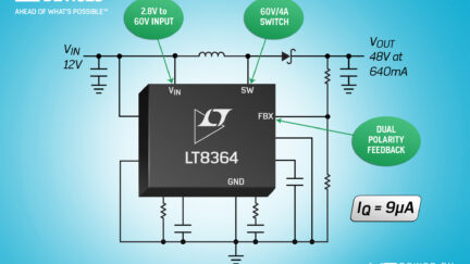 LT8364 current mode step-up regulator has 2.8V – 60V input range
