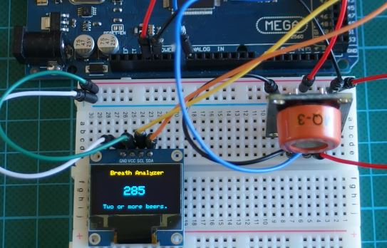 Arduino Breathalyzer Using MQ3 Gas sensor and OLED Display
