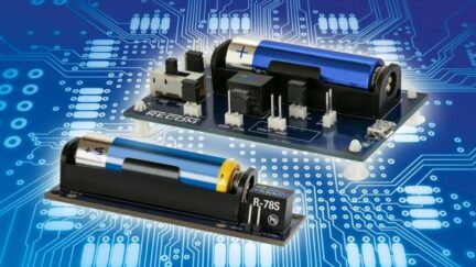 R-78S switching regulator boosts a AA battery to 3.3V