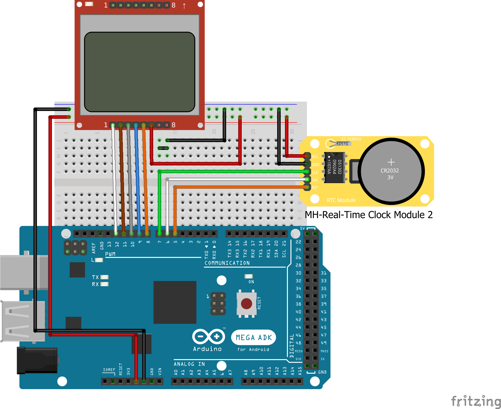 Arduino Real Time Clock with DS1302 and Nokia 5110 LCD ... 3 pin power wire schematic 