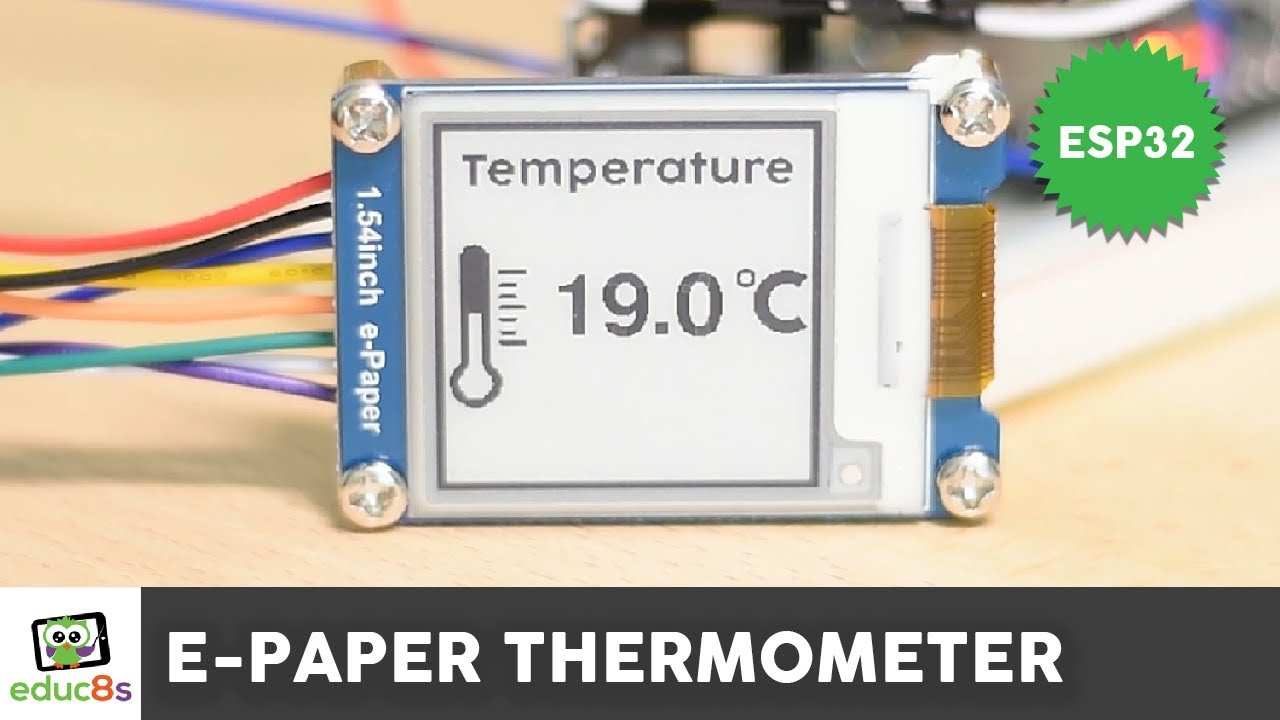 ESP32 E-Paper Thermometer with a DS18B20 Sensor