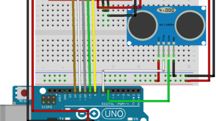 Arduino distance meter with Ultrasonic Sensor (HC SR04) and Nokia 5110 LCD display