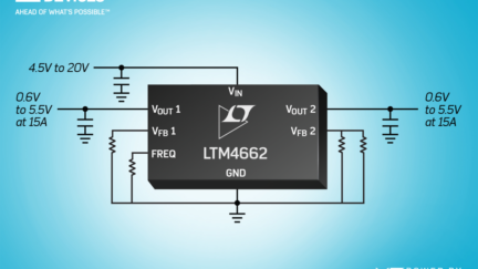 Dual 15A or Single 30A µModule Regulator with Stacked Inductor Package is 96% Peak Efficient