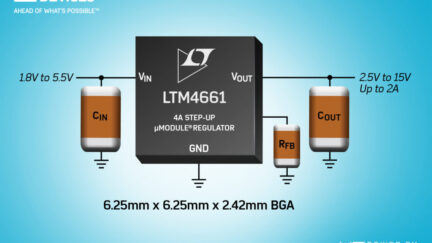 Analog Devices’ tiny µModule boost regulator for low voltage optical systems