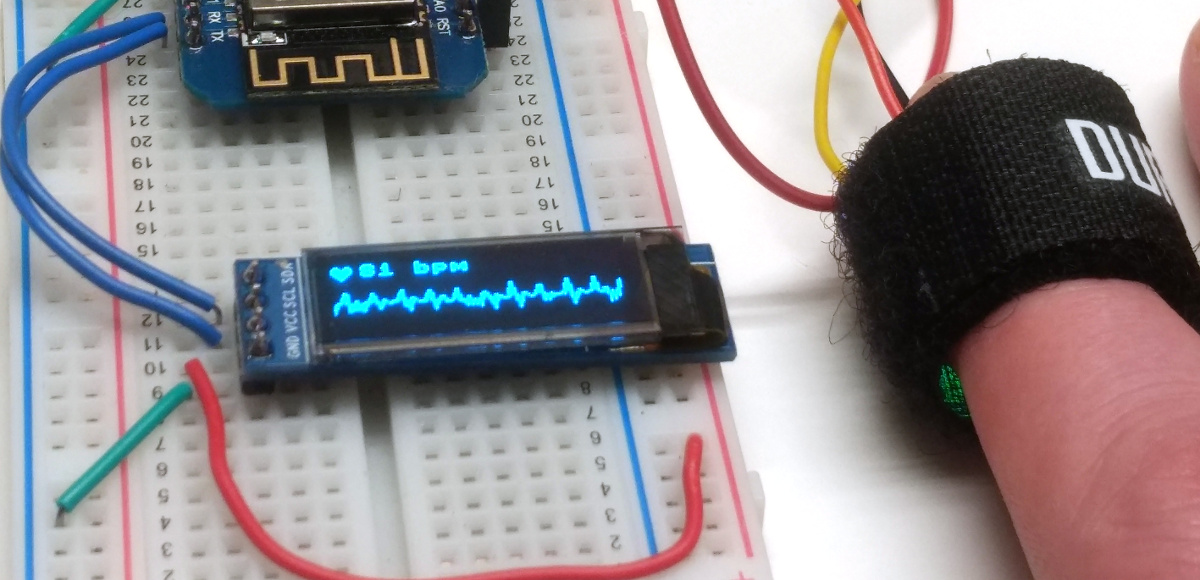 Heart-rate monitor on a small OLED display with MicroPython