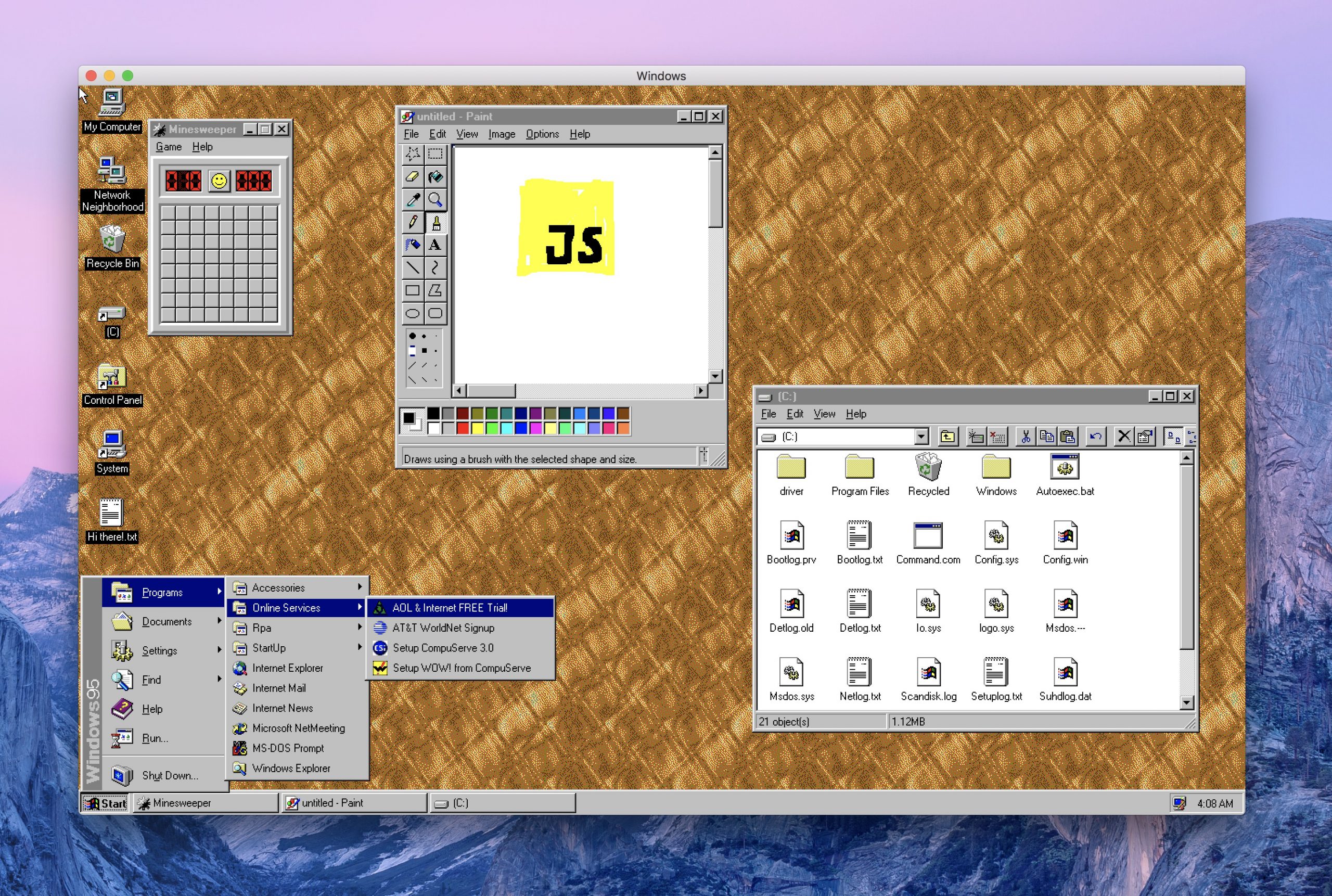 Run Windows 95 as an app on Win, MaOS and Linux