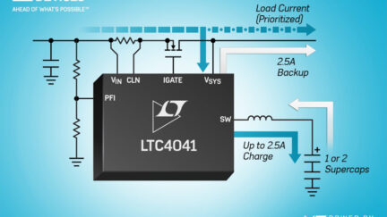 Back-up power manager can support two supercapacitors