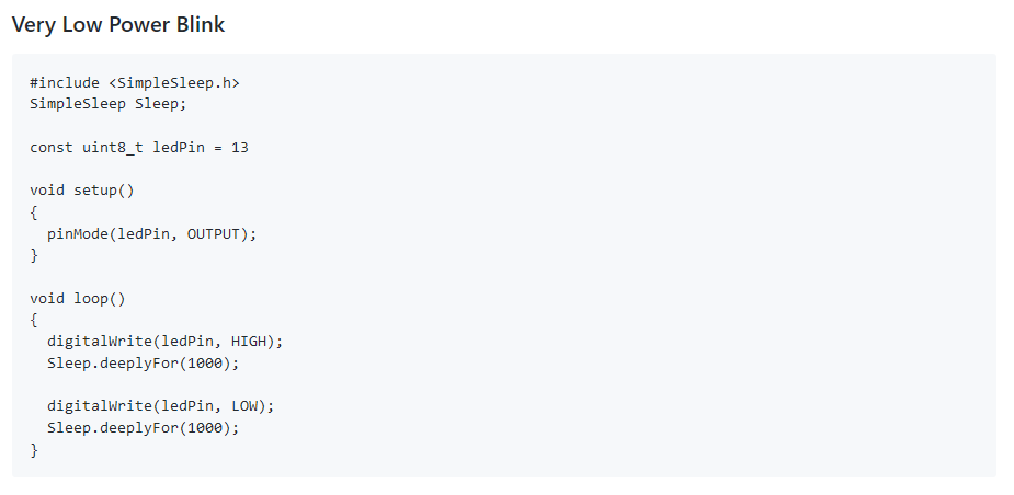 SimpleSleep – Arduino Sleep modes Library