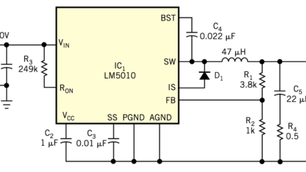 Constant-on-time buck-boost regulator converts a positive input to a negative output
