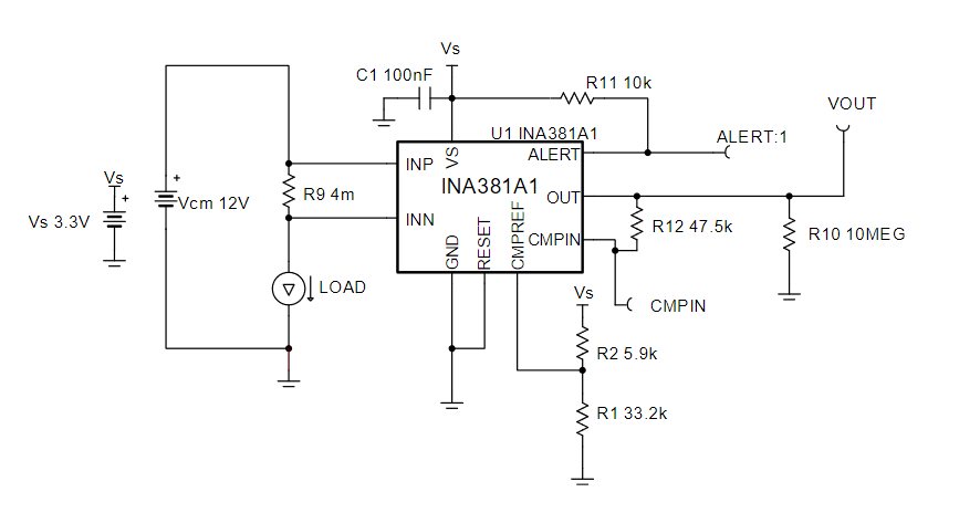 INA381A1 Overcurrent detection circuit