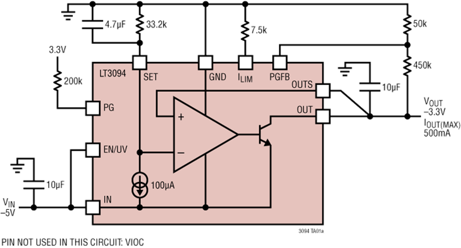 LT3094, −20V, 500mA, Ultralow Noise, Ultrahigh PSRR Negative Linear Regulator