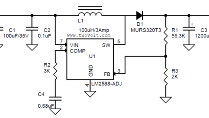 24V to 36V @ 2A DC-DC step-up Converter using LM2588