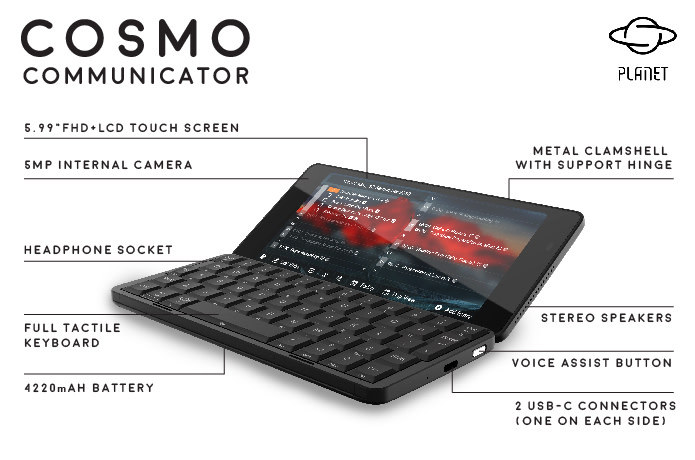 Cosmo Communicator Smartphone Runs Android 9 or Linux