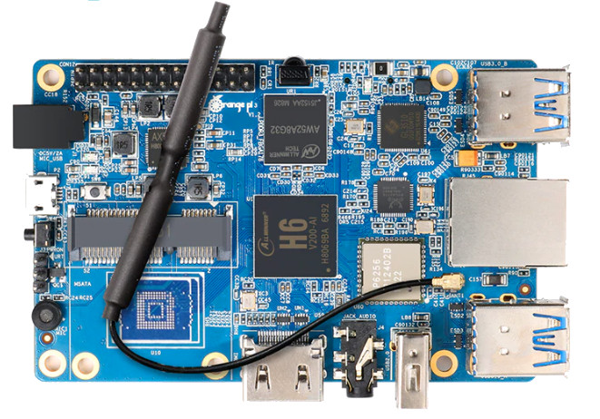 Allwinner H6 “Orange Pi 3” SBC with GbE and mini-PCIe