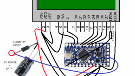 16 x 2 LCD controlled via power line