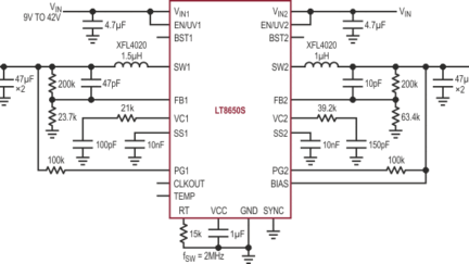 Dual-Channel, 42 V, 4 A Monolithic Synchronous Step-Down Silent Switcher 2