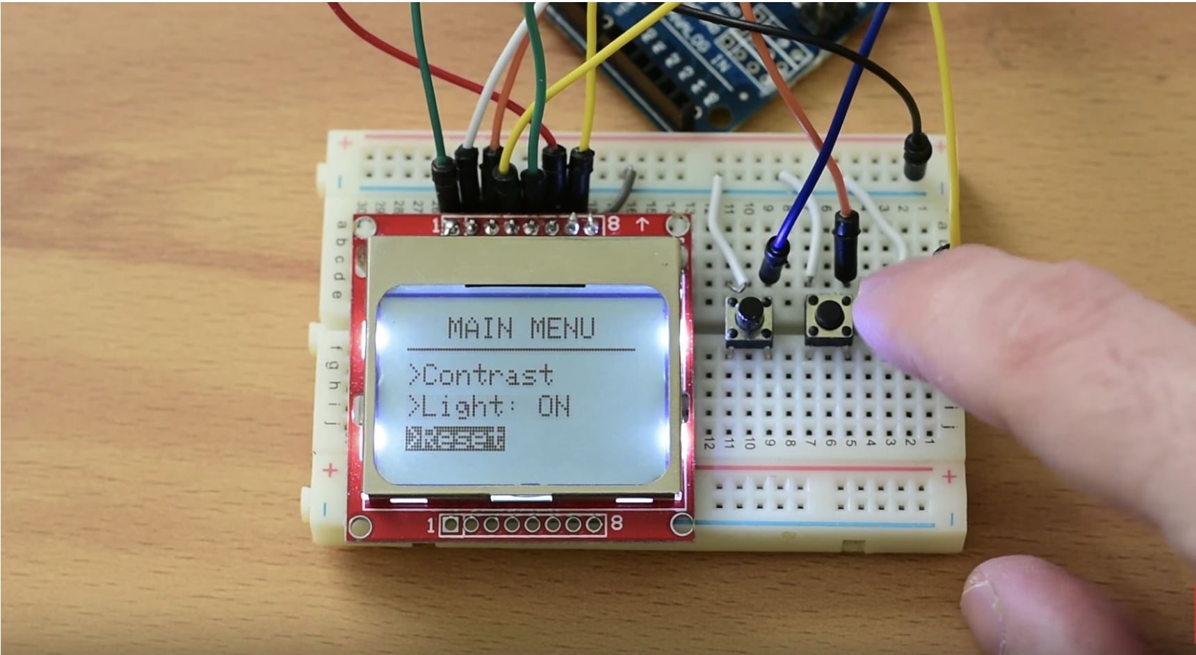 Menu on Nokia 5110 LCD display with Arduino