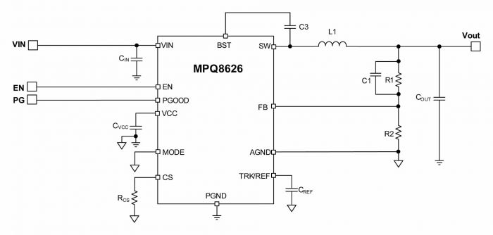 6A/6V Buck Converter with 16V Input Operates at up to 2MHz