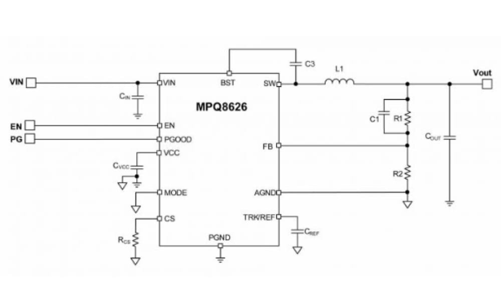 6A/6V Buck Converter with 16V Input Operates at up to 2MHz
