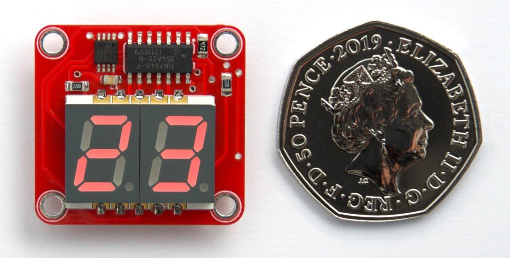 Two-Digit Thermometer using ATtiny84 and a DS12B20