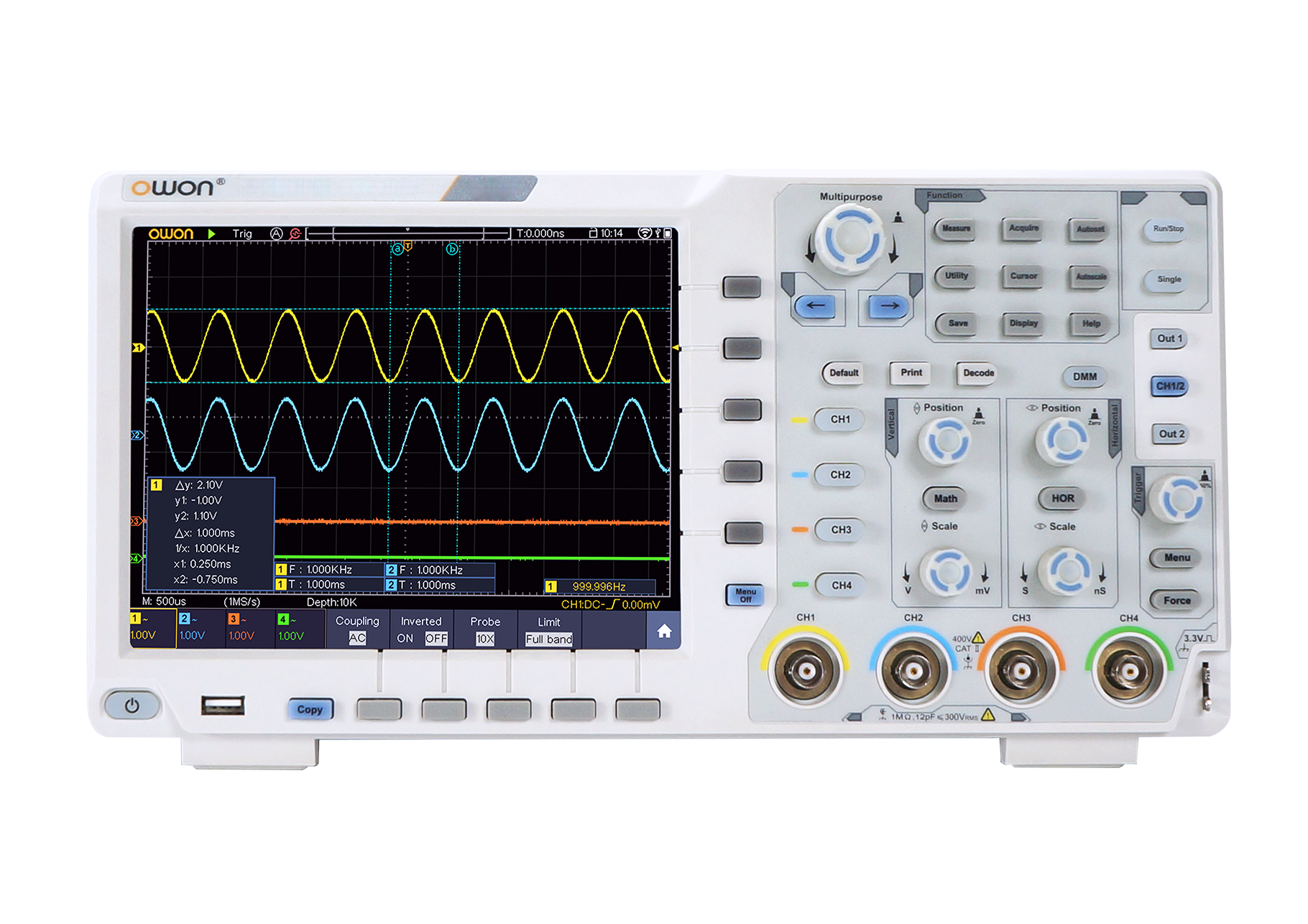 Review OWON XDS3064E 4channel Oscilloscope with Touch Screen