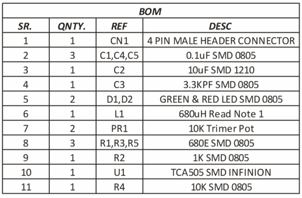 Inductive Proximity Sensor using TCA505 - Electronics-Lab.com