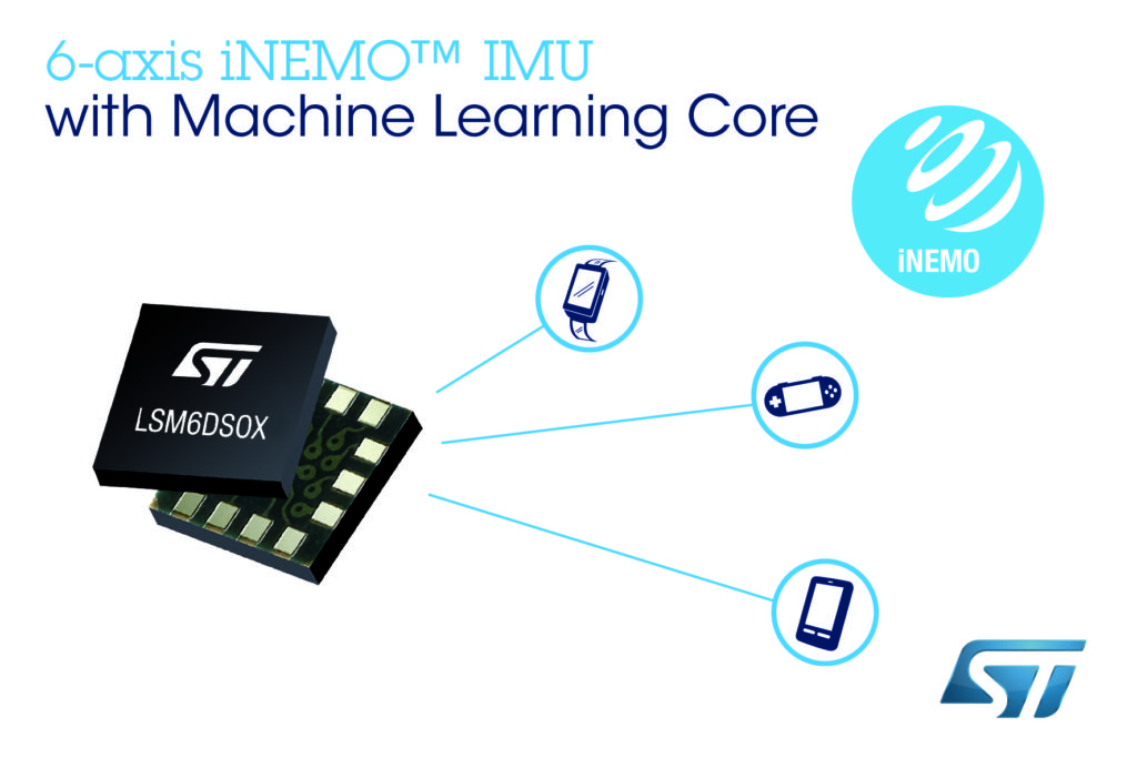 STMicroelectronics LSM6DSOX inertial measurement unit (IMU), with Machine Learning Core