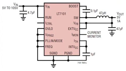 4.4V to 105V Input Synchronous Step-Down Regulator Delivers Output of 1V to VIN