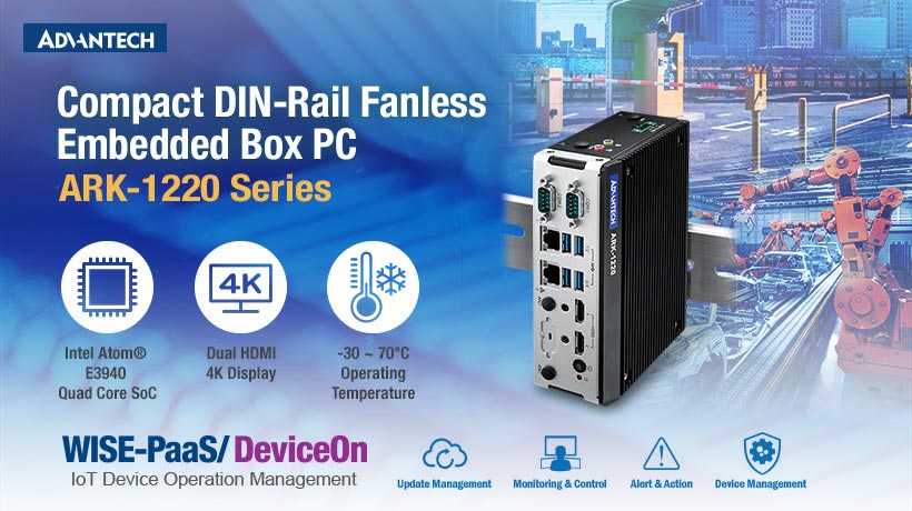 Compact DIN-Rail Fanless Embedded Box PC for Intelligent Manufacturing and Outdoor Applications