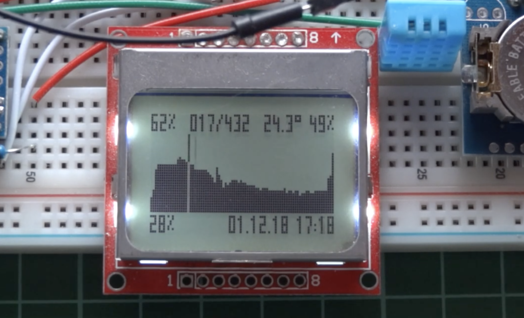 Nokia 5110 LCD based Arduino Datalogger with Menu