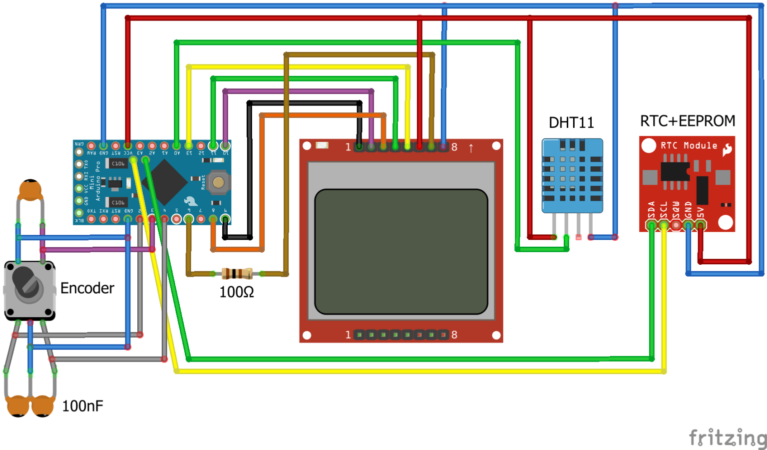 Nokia 5110 LCD based Arduino Datalogger with Menu - Electronics-Lab