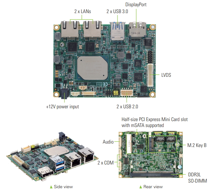 Apollo Lake Pico-ITX SBC supplies mini-PCIe and M.2 expansion