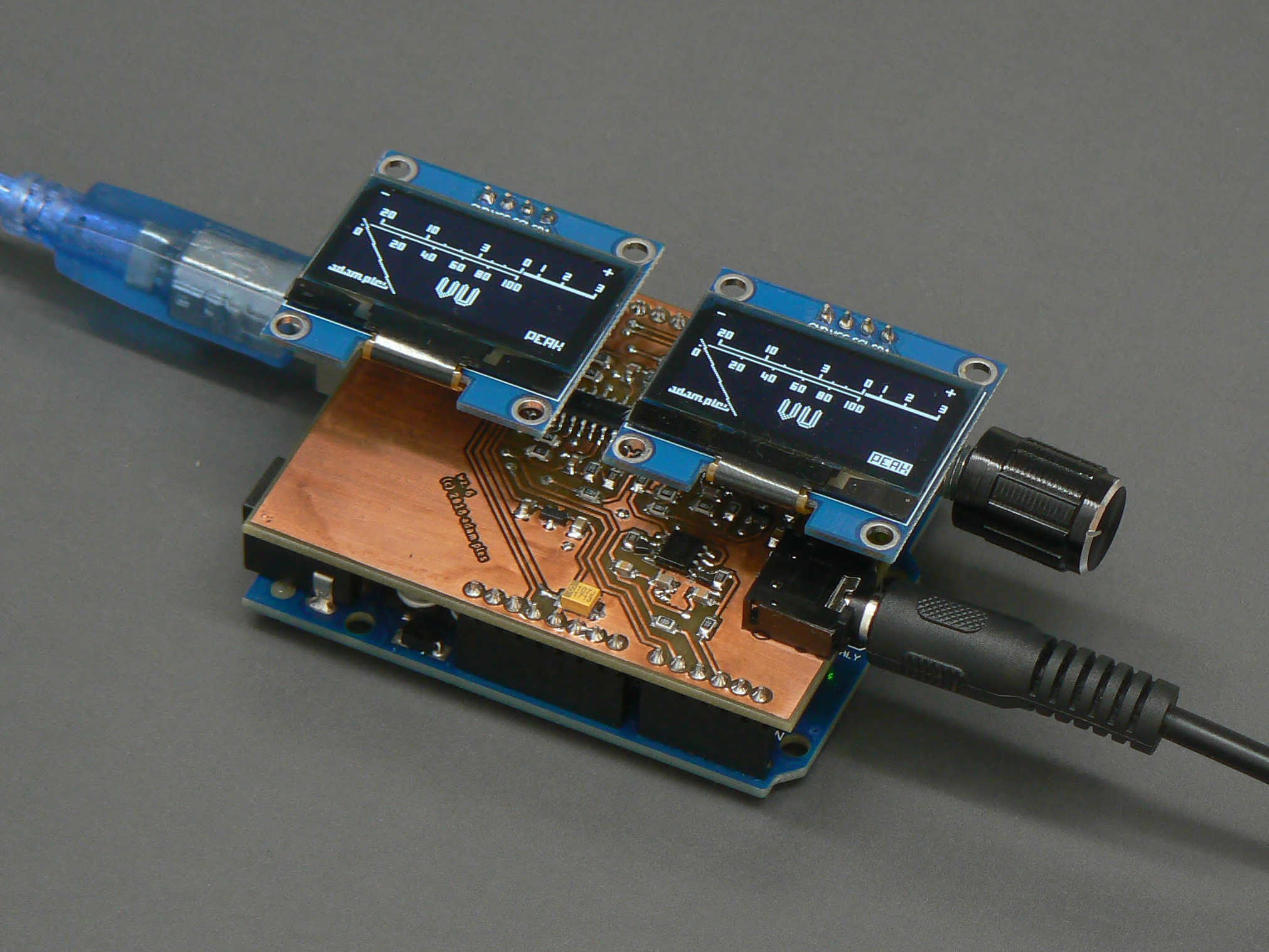 OLED display audio VU meter – AVR/Arduino project
