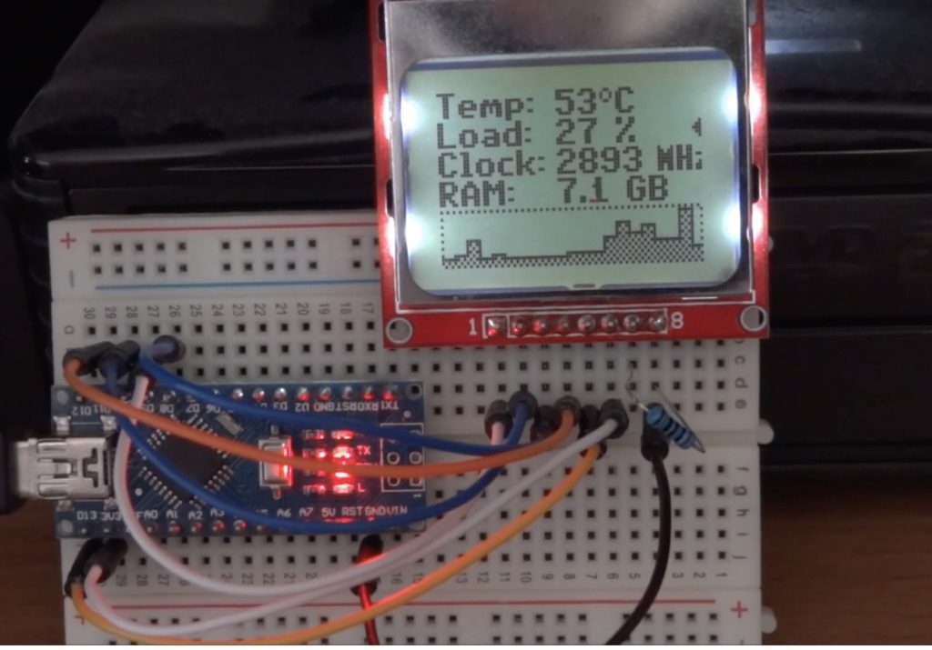 PC Hardware Monitor with Nokia 5110 Display and Arduino