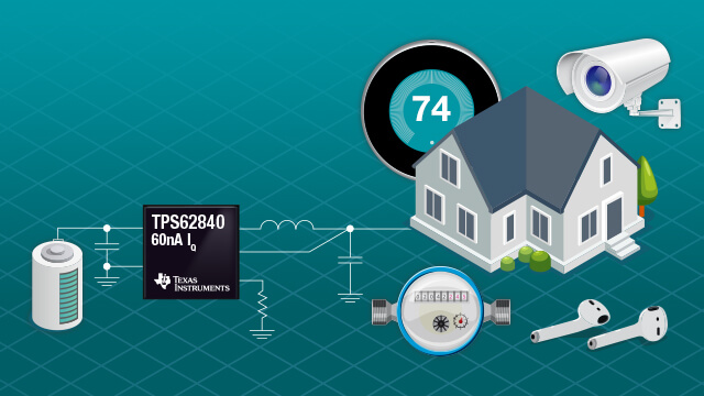 Extend battery life with the 60nA quiescent current TPS62840