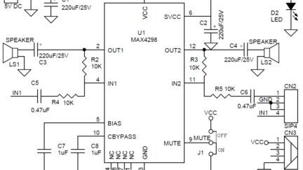 USB Powered Audio Amplifier using MAX4298